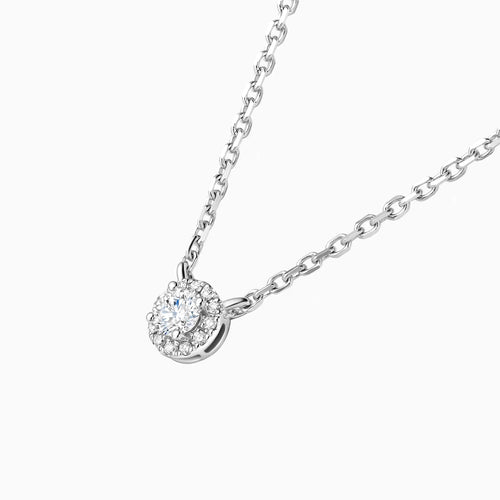 Classic Round Halo Diamond Pendant Necklace - image 2