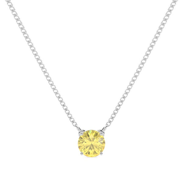 Classic Solitaire Lab-Grown Yellow Diamond Necklace - image 1