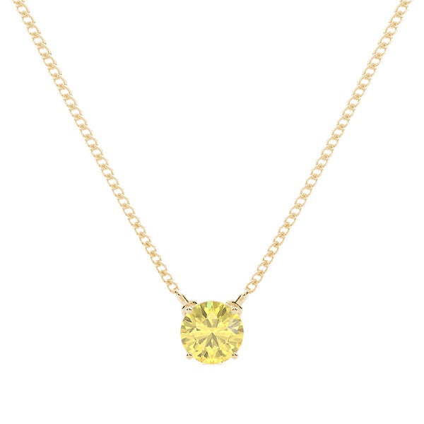 Classic Solitaire Lab-Grown Yellow Diamond Necklace - image 5