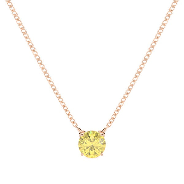 Classic Solitaire Lab-Grown Yellow Diamond Necklace - image 6