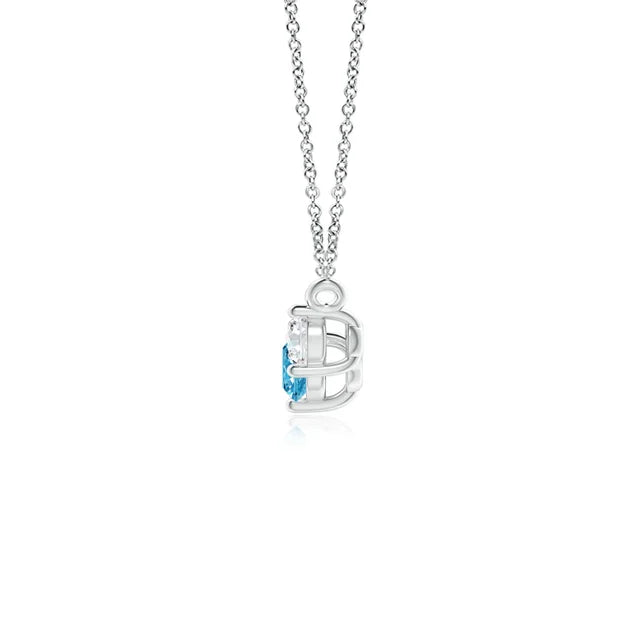 Classic Trio Round Lab-Grown Fancy Intense Blue and White Diamond Necklace - image 2