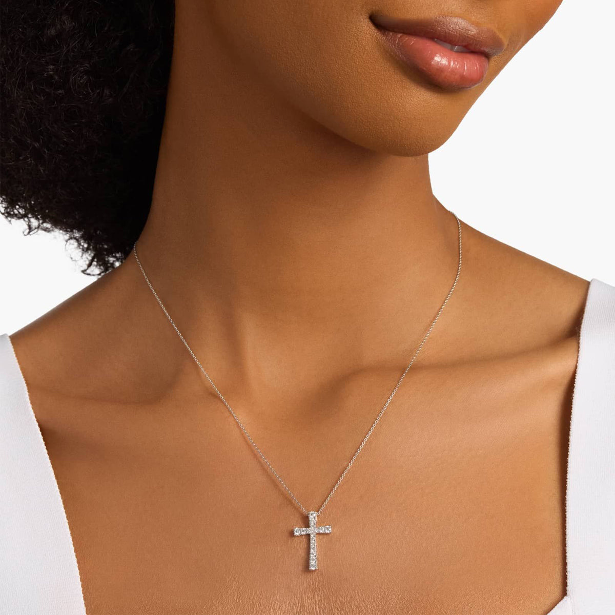 Diamond Cross Pendant Necklace - image 2