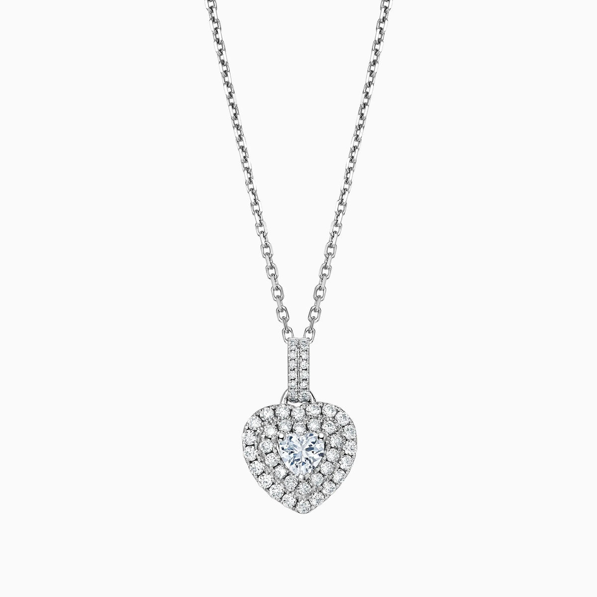 Double Halo Heart Shaped Diamond Pendant - image 1