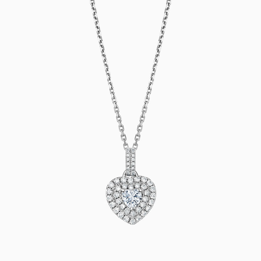 Double Halo Heart Shaped Diamond Pendant - image 1