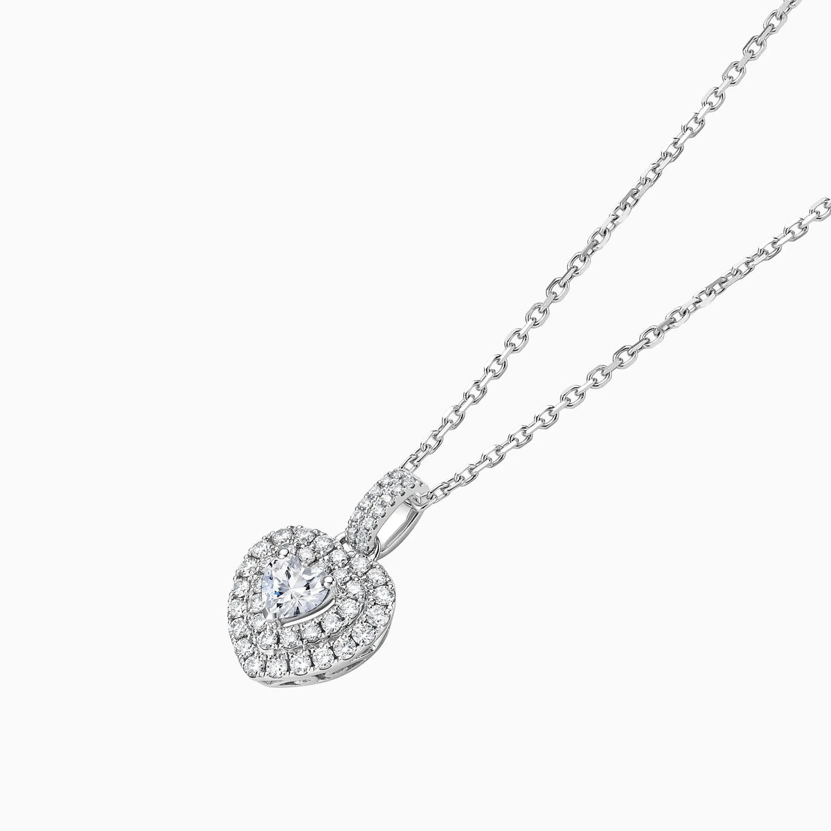 Double Halo Heart Shaped Diamond Pendant - image 2