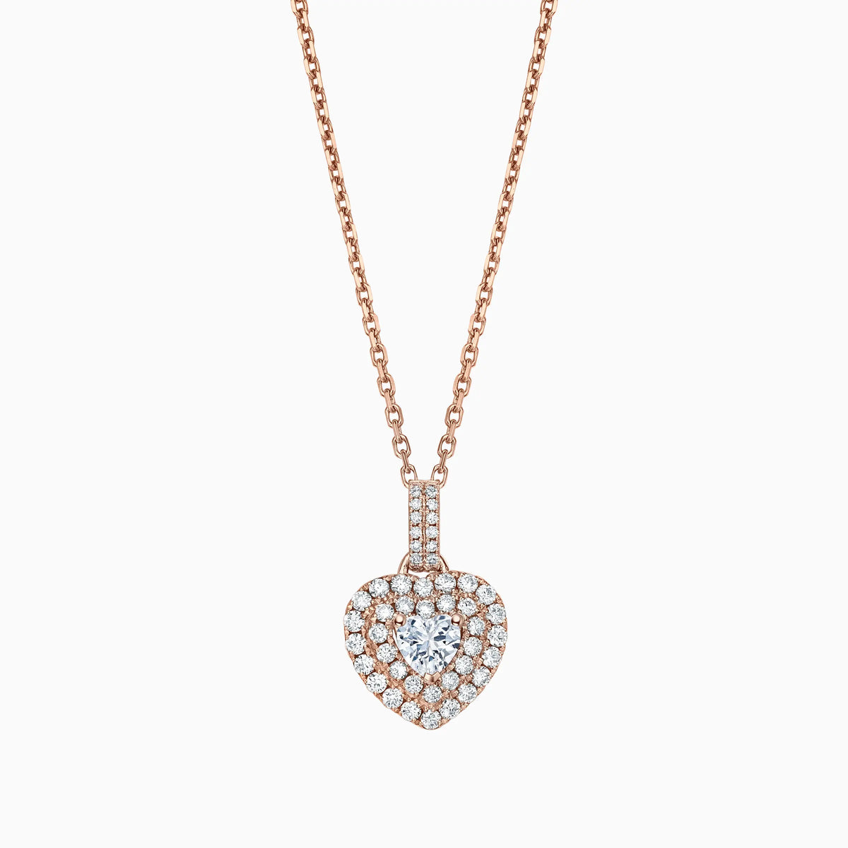 Double Halo Heart Shaped Diamond Pendant - image 3