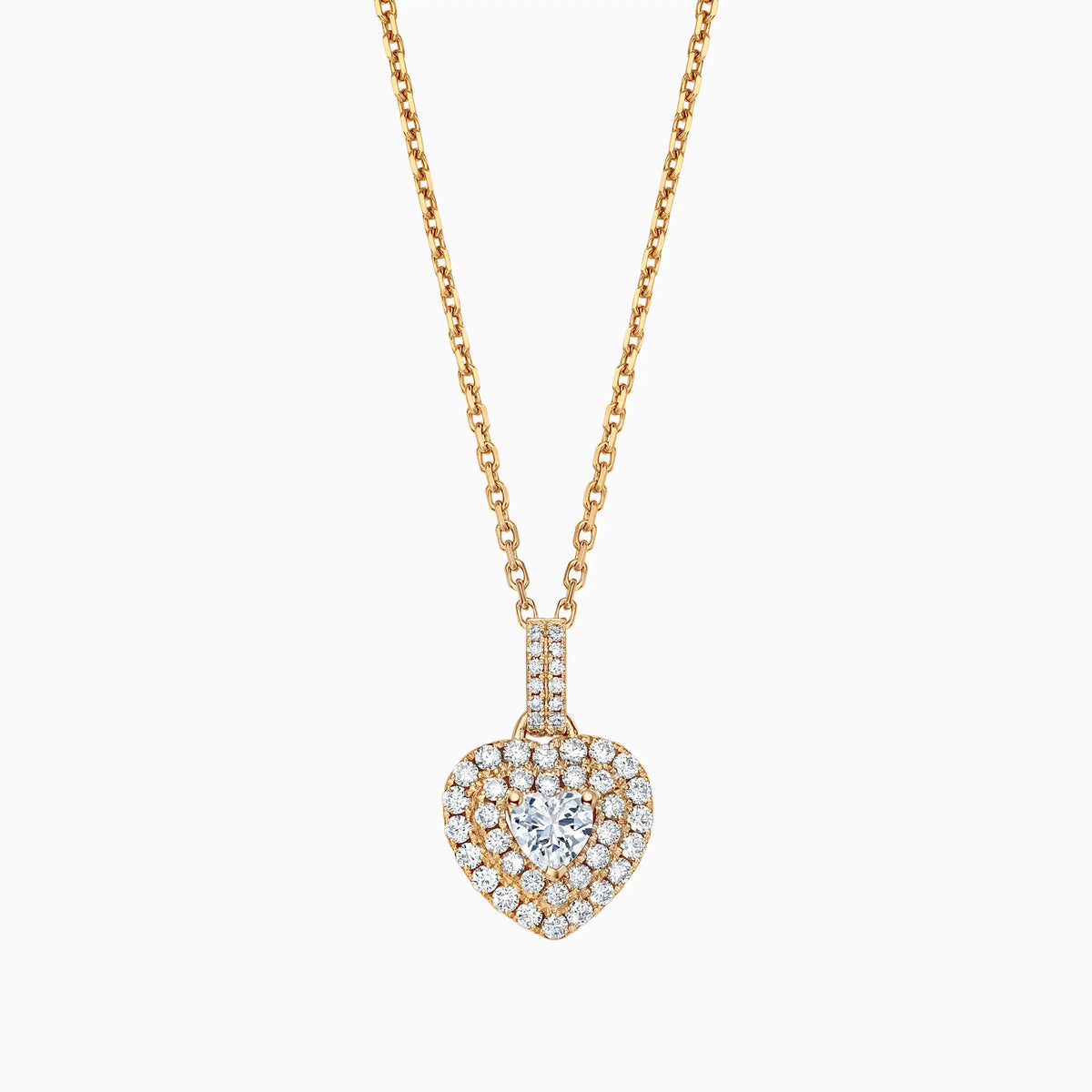 Double Halo Heart Shaped Diamond Pendant - image 4
