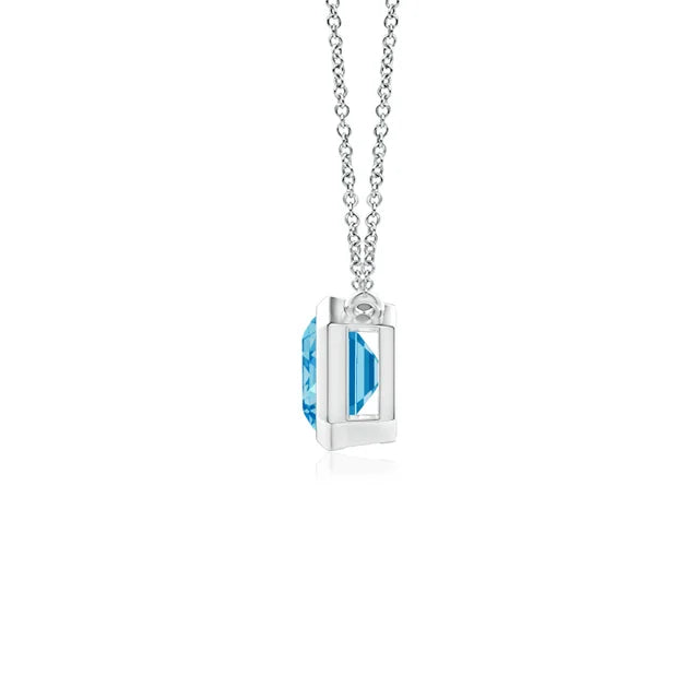 East-West Bezel-Set Emerald-Cut Lab-Grown Blue Diamond Necklace - image 2