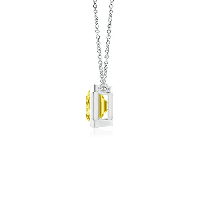 East-West Bezel-Set Emerald-Cut Lab-Grown Yellow Diamond Necklace - image 2