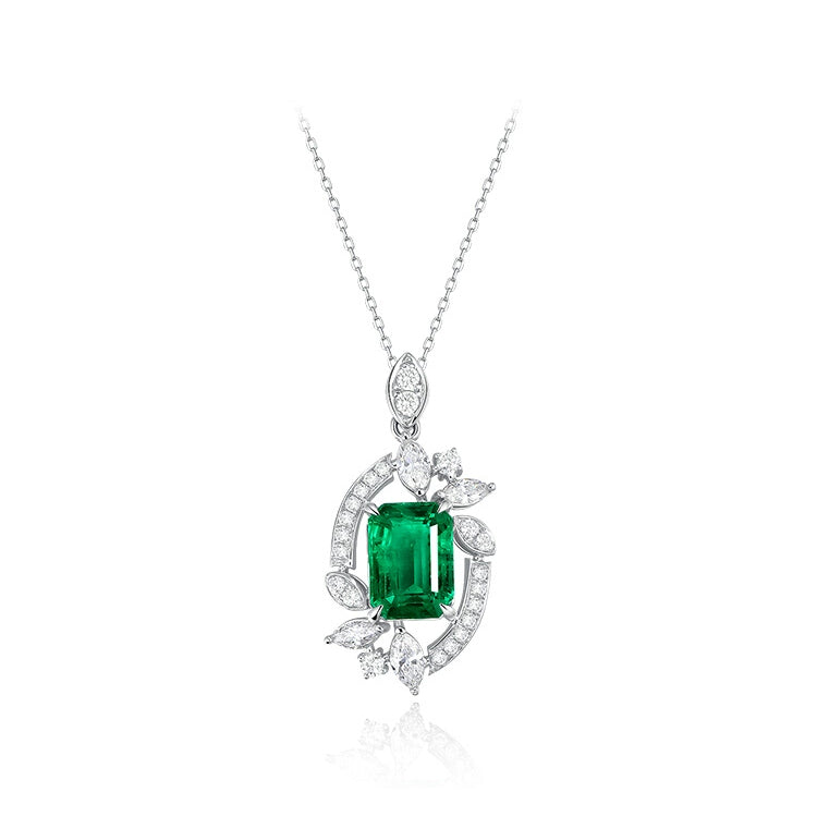 Emerald and Diamond Pendant Necklace - image 1
