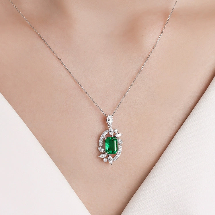 Emerald and Diamond Pendant Necklace - image 3