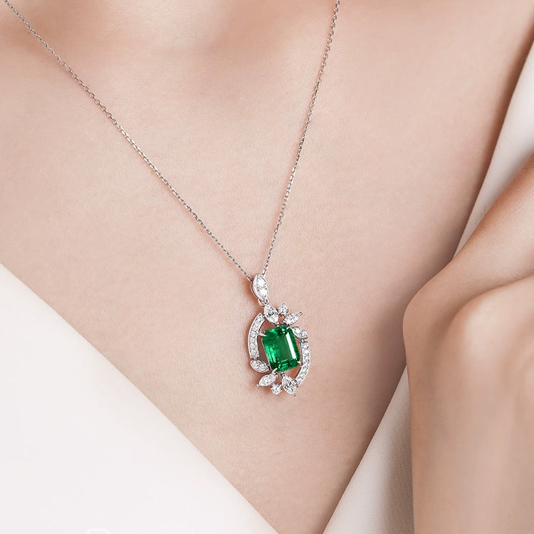 Emerald and Diamond Pendant Necklace - image 4