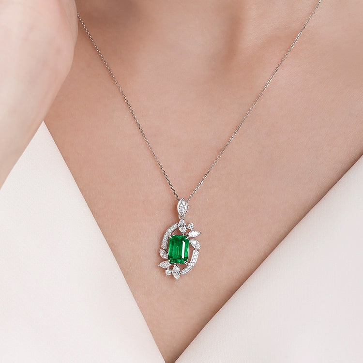 Emerald and Diamond Pendant Necklace - image 5