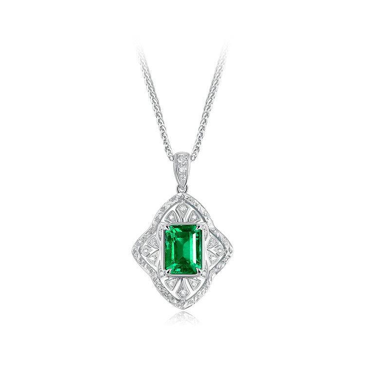 Emerald and Diamond Pendant Necklace - image 1