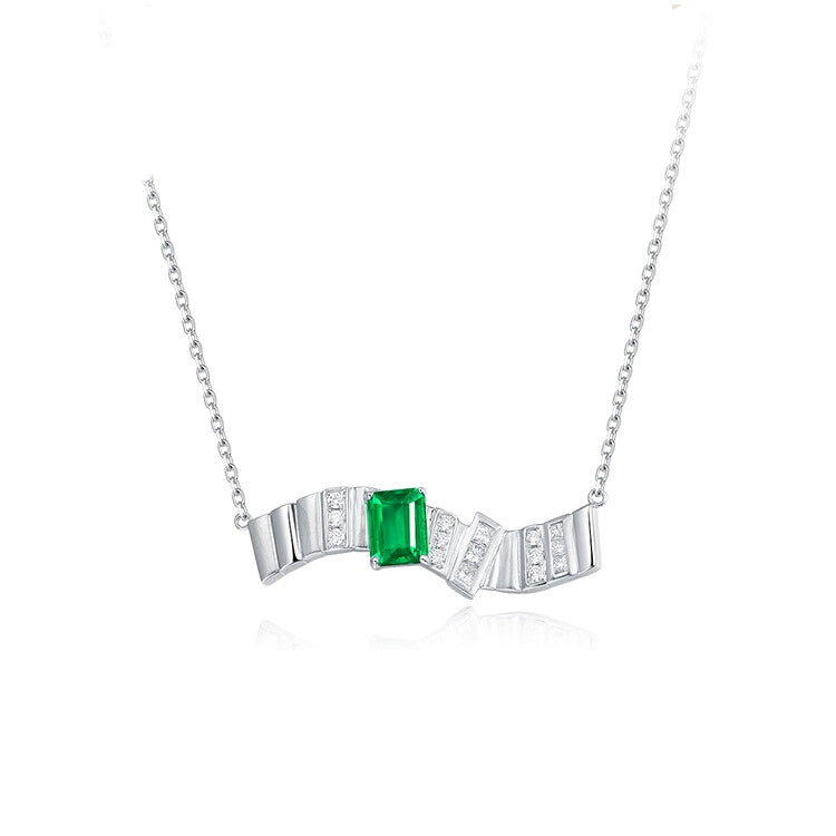 Emerald and Diamond Pendant Necklace - image 1
