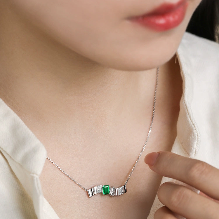 Emerald and Diamond Pendant Necklace - image 5