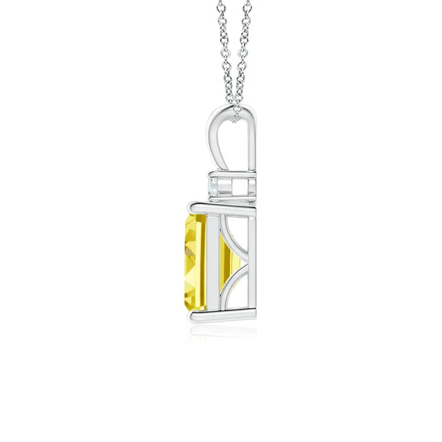 Emerald-Cut Lab-Grown Fancy Intense Yellow Diamond Solitaire Pendant with Accent - image 2