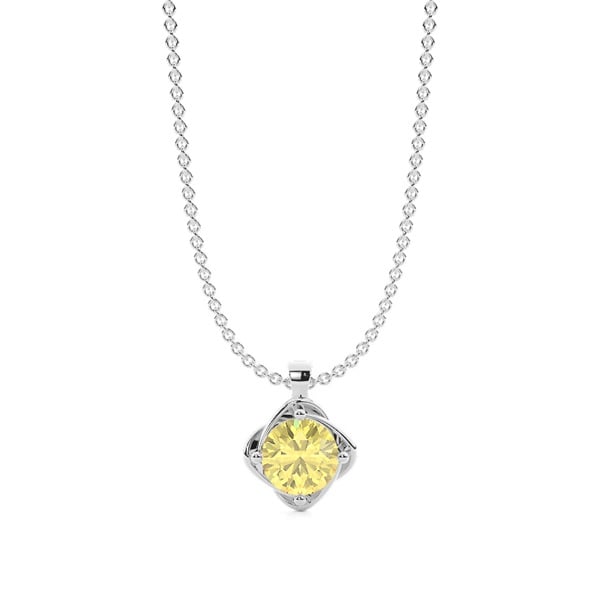 Floral Look Yellow Lab-Grown Diamond Solitaire Pendant - image 1
