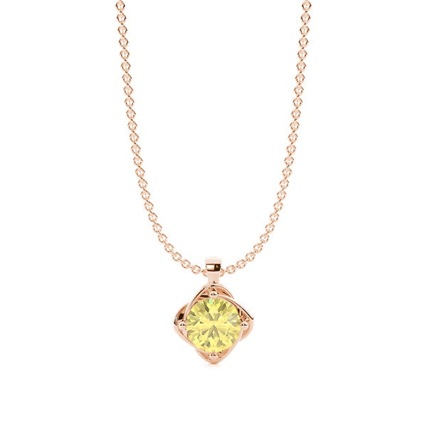 Floral Look Yellow Lab-Grown Diamond Solitaire Pendant - image 6