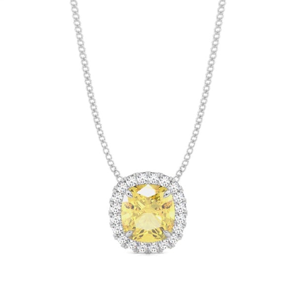 Four Prong Yellow Lab-Grown Diamond Halo Necklace - image 1