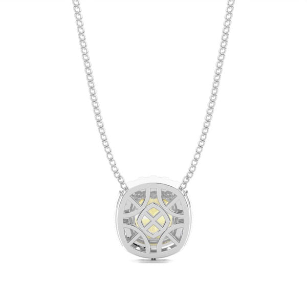 Four Prong Yellow Lab-Grown Diamond Halo Necklace - image 4