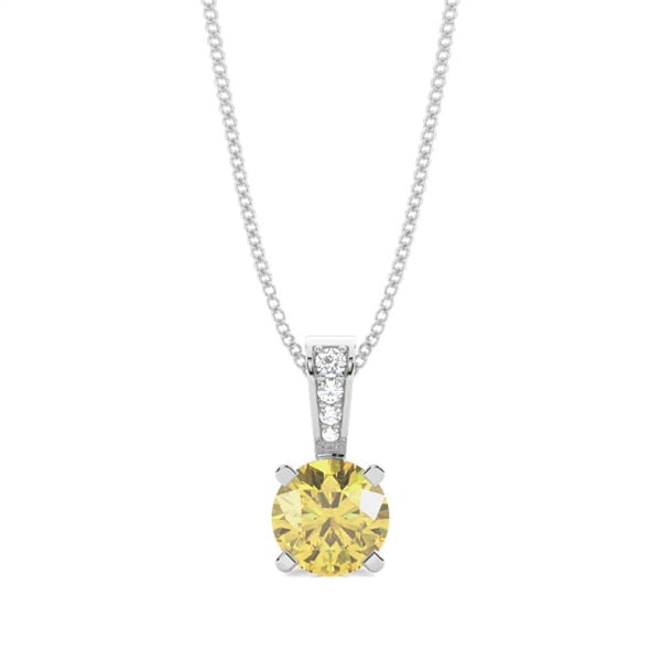 Four Prong Yellow Lab-Grown Diamond Solitaire Pendant - image 1