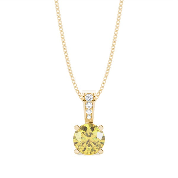 Four Prong Yellow Lab-Grown Diamond Solitaire Pendant - image 2