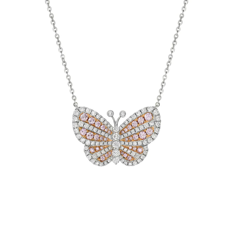 Lab-Grown Pink Diamond Butterfly Necklace - image 1