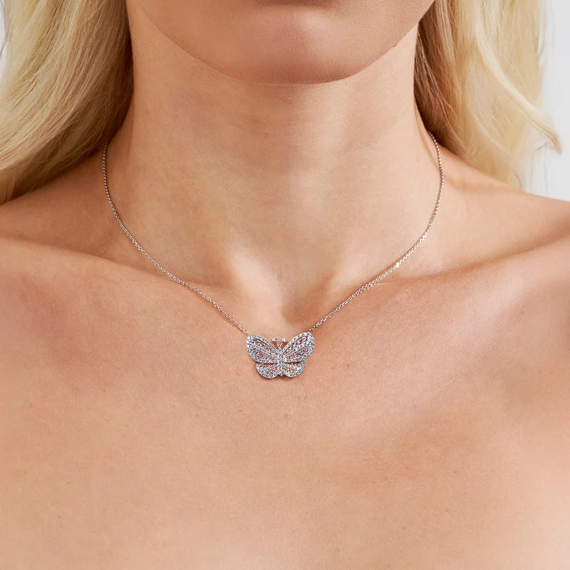 Lab-Grown Pink Diamond Butterfly Necklace - image 2
