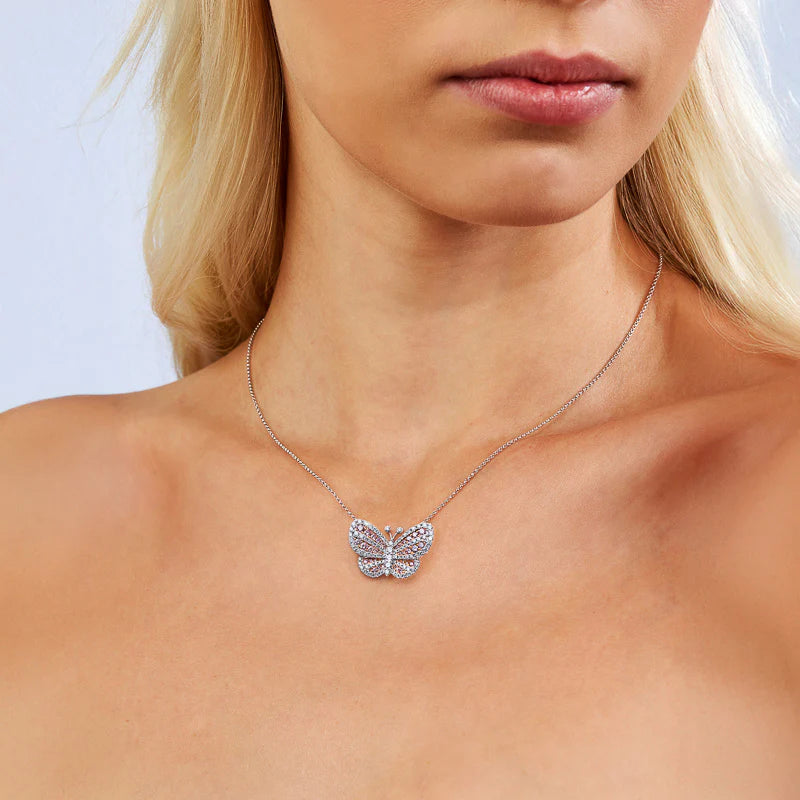 Lab-Grown Pink Diamond Butterfly Necklace - image 3