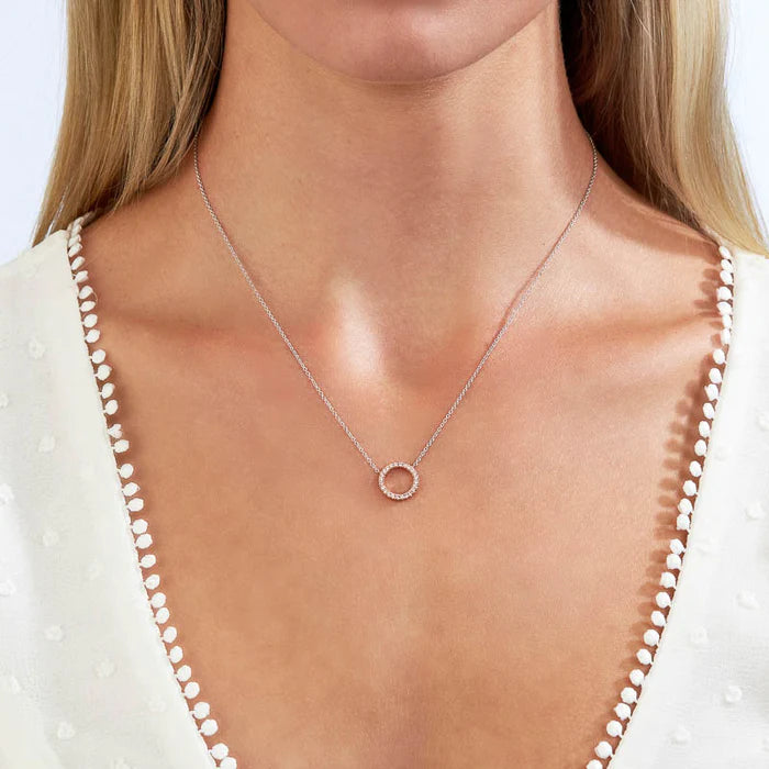 Open Circle Pink Lab-Grown Diamond Necklace - image 3
