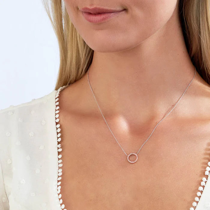 Open Circle Pink Lab-Grown Diamond Necklace - image 4