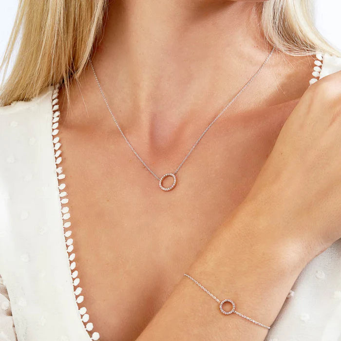 Open Circle Pink Lab-Grown Diamond Necklace - image 5