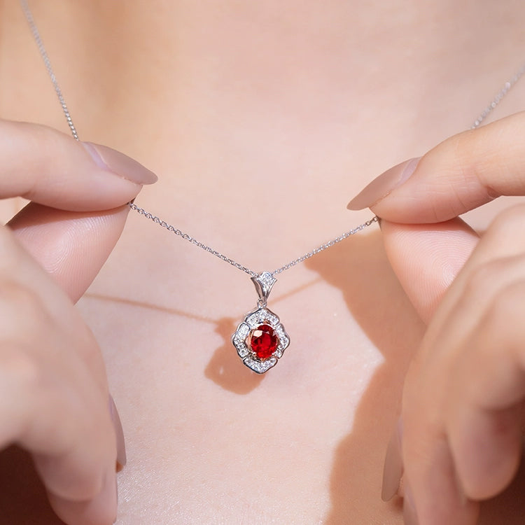 Oval-Shaped Ruby and Diamond Pendant Necklace - image 3