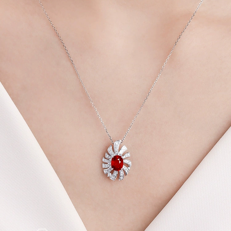 Oval-Shaped Ruby and Diamond Pendant Necklace - image 3