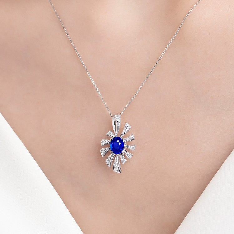 Oval-Shaped Sapphire and Diamond Pendant Necklace - image 3