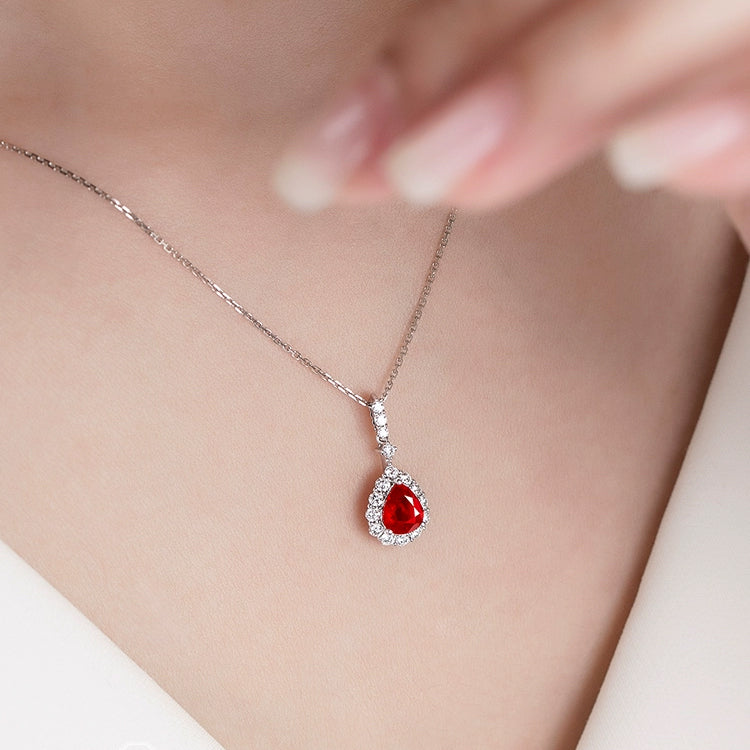 Pear-Shaped Ruby and Diamond Pendant in 18k White Gold - image 4