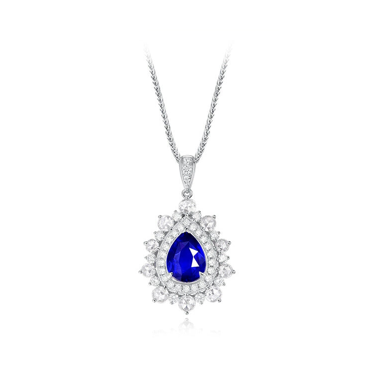 Pear-Shaped Sapphire and Diamond Pendant Necklace - image 1