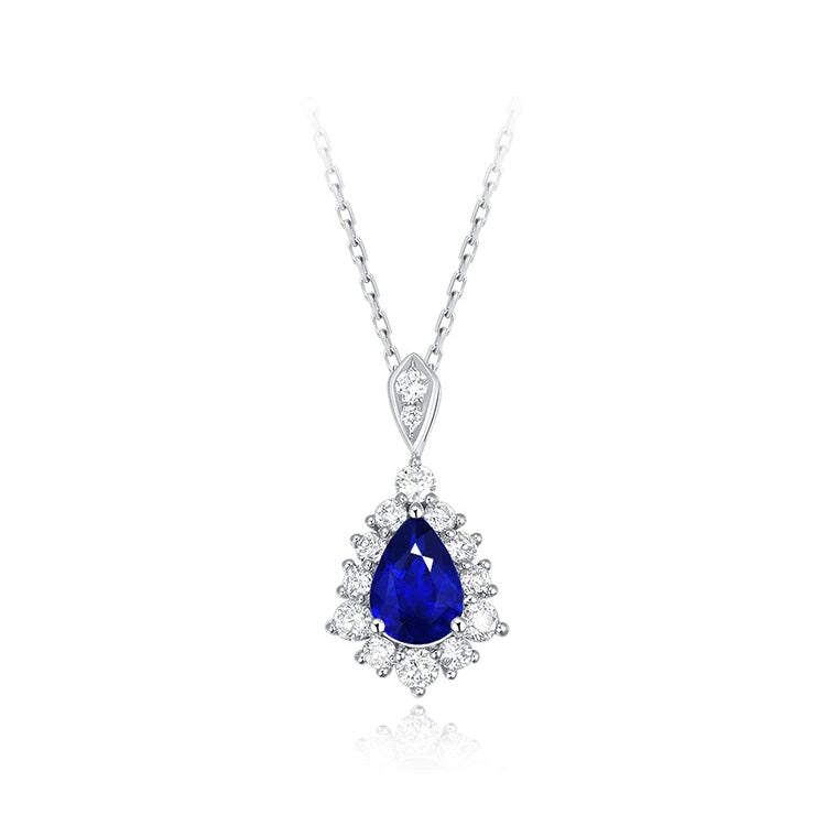 Pear-Shaped Sapphire and Diamond Pendant Necklace - image 1