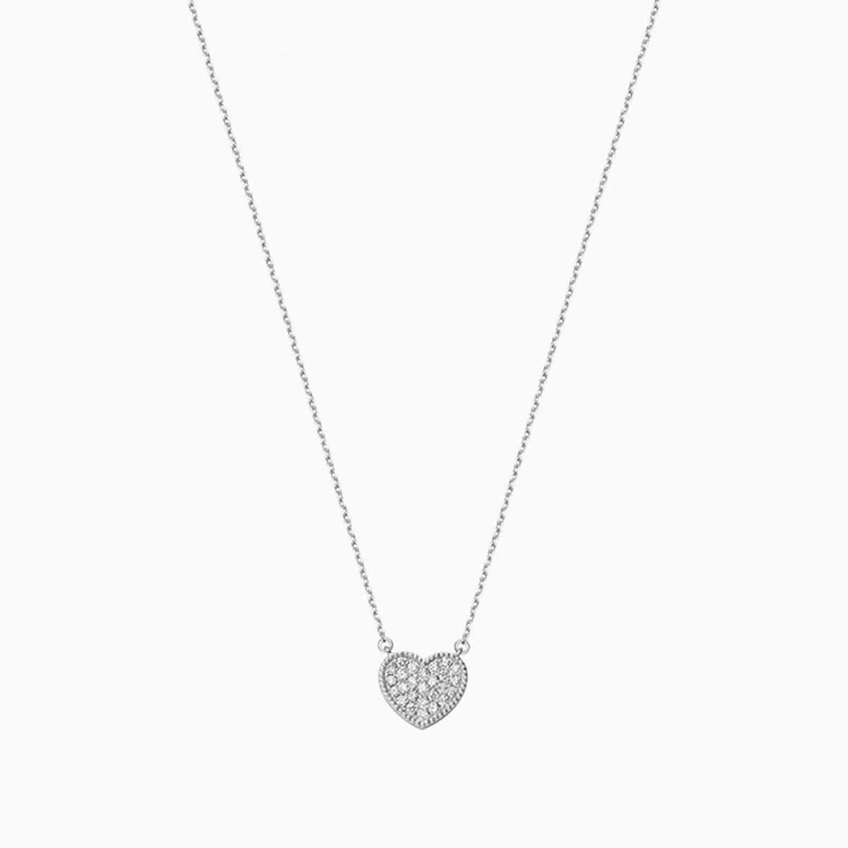 Round Diamonds Pavé Heart Shaped Necklace - image 1