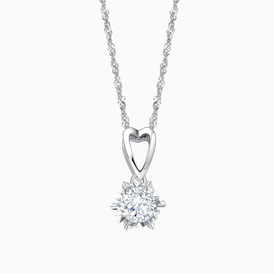 Round Solitaire Diamond Snowflake Pendant - image 1