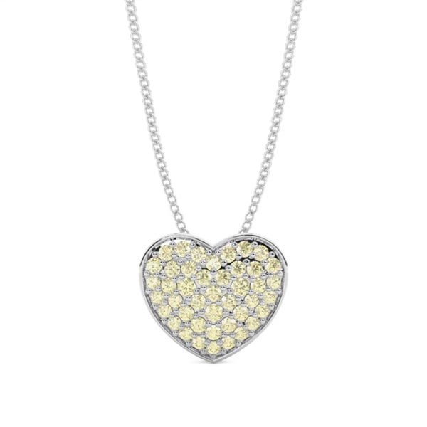 Round Yellow Diamonds Pavé Heart Shaped Necklace - image 1