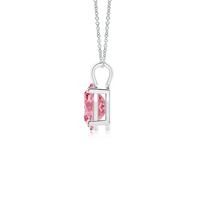Solitaire Oval Lab-Grown Pink Diamond Pendant - image 3