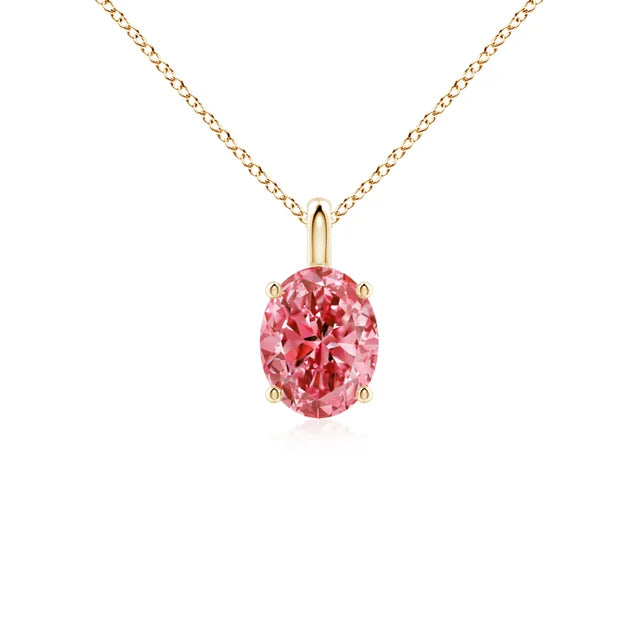 Solitaire Oval Lab-Grown Pink Diamond Pendant - image 4