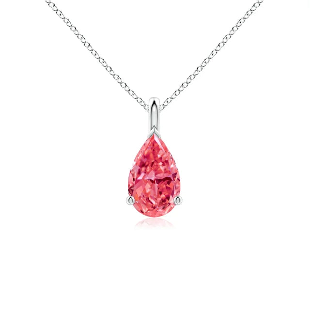 Solitaire Pear Lab-Grown Pink Diamond Pendant - image 1