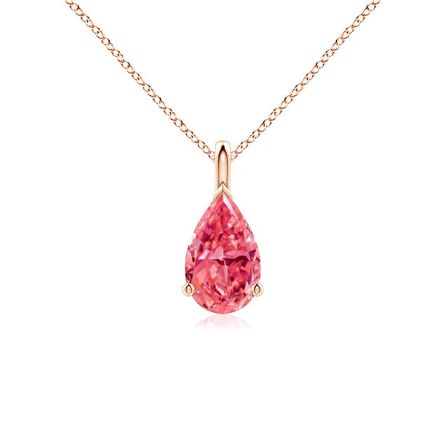 Solitaire Pear Lab-Grown Pink Diamond Pendant - image 2