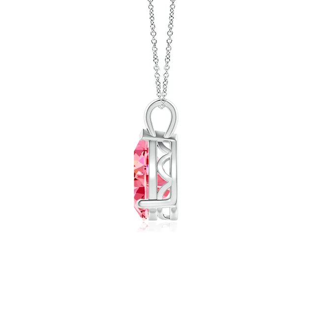 Solitaire Pear Lab-Grown Pink Diamond Pendant - image 3