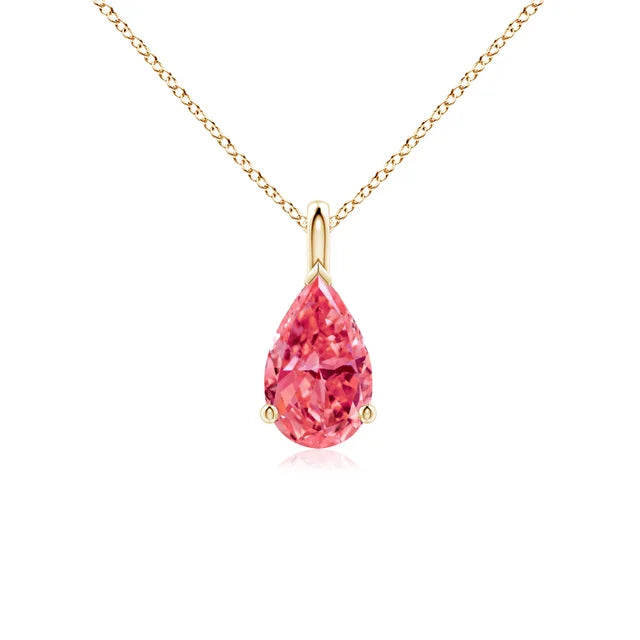 Solitaire Pear Lab-Grown Pink Diamond Pendant - image 4