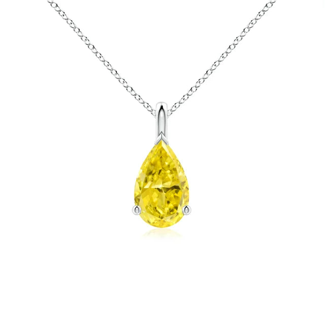 Solitaire Pear Lab-Grown Yellow Diamond Pendant - image 1