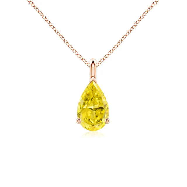 Solitaire Pear Lab-Grown Yellow Diamond Pendant - image 2